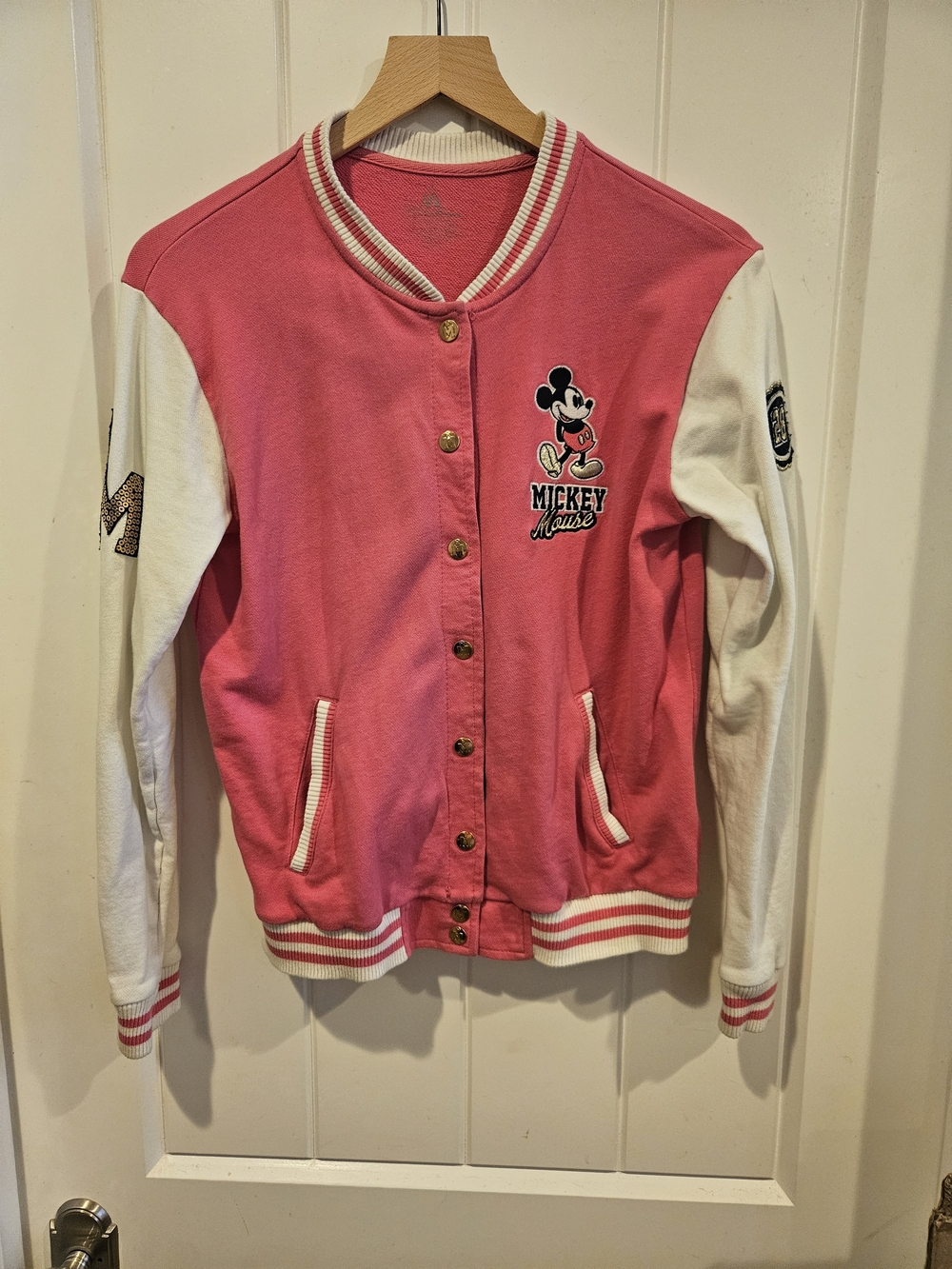 Disney Pink and White Mickey Mouse Varsity Jacket